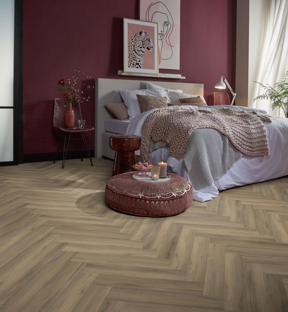Ambiant Spigato Visgraat Light Brown Dryback