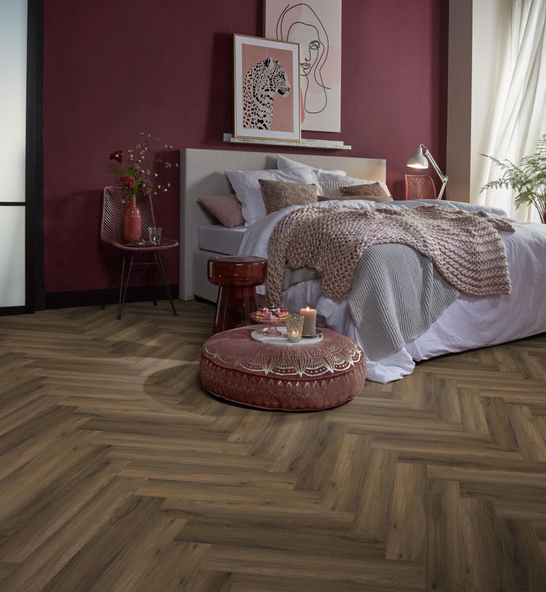 Ambiant Spigato Visgraat Warm Brown Dryback